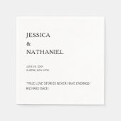 Serviette En Papier Citation d'amour Mariage moderne noir et blanc (Devant)