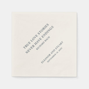 Serviette En Papier Citation d'amour Marine bleu et Mariage ivoire