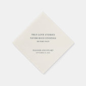 Serviette En Papier Citation d'amour Marine bleu et Mariage ivoire (Coin)
