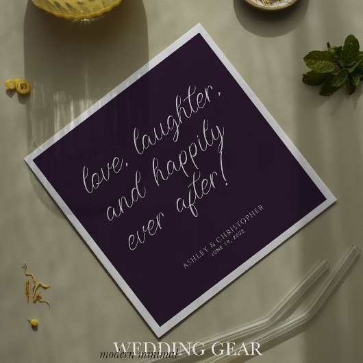 Serviette En Papier Citation d'amour Minimale Typographique Purple Coc