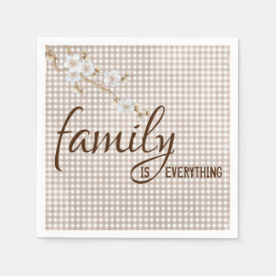 Serviette En Papier Citation de famille sur Gingham