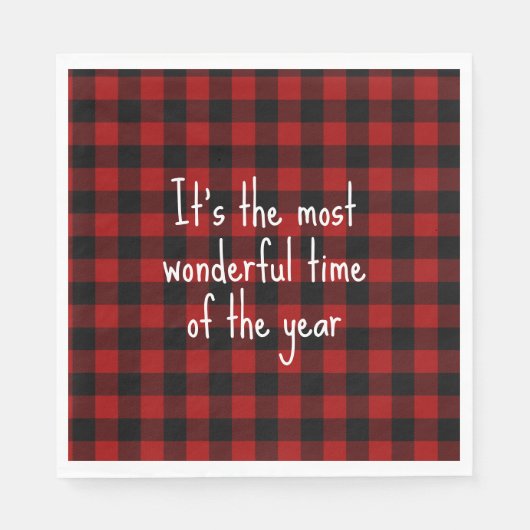 Serviette En Papier Citation de Noël sur Buffalo Plaid (Devant)