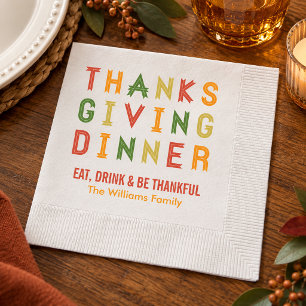 Serviette En Papier Citation de Thanksgiving Manger Boire et être reco