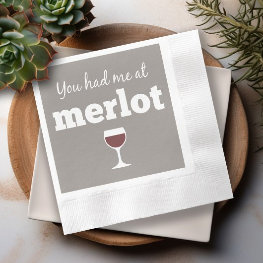Serviette En Papier Citation de vin drôle - Vous m'avez eu à Merlot