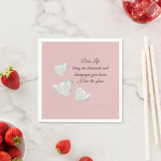 Serviette En Papier Citation Diamants & Champagne – Édition Cher La Vi