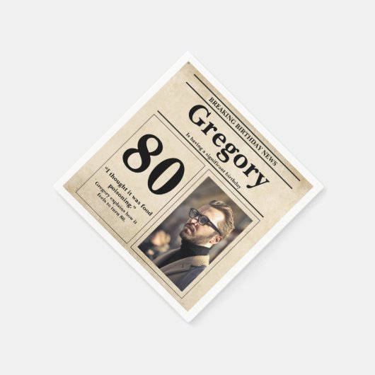 Serviette En Papier Citation drôle personnalisée Retro Journal 80e ann (Coin)