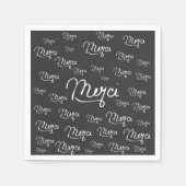 Serviette En Papier Citation Française "Merci" Motif noir et blanc (Devant)