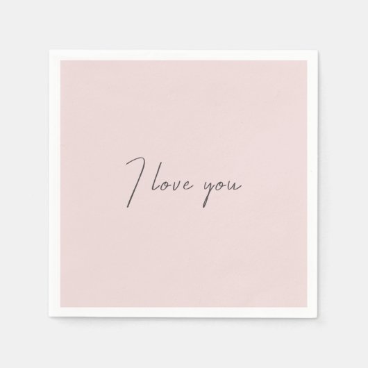 Serviette En Papier Citation Je T'aime Mariage Saint-Valentin Rose Pâl (Devant)