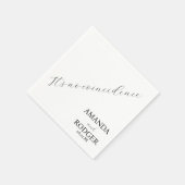 Serviette En Papier Citation Joli Script Mariage Noir et Blanc Serviet (Coin)