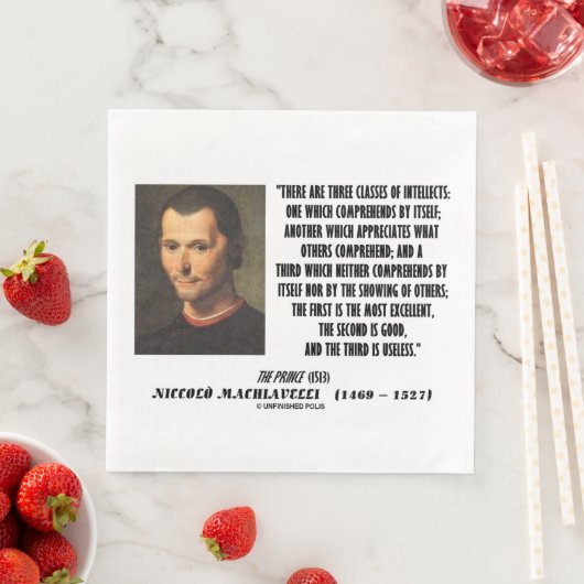 Serviette En Papier Citation Machiavelli Trois Classes D'Intelligents (En situation)