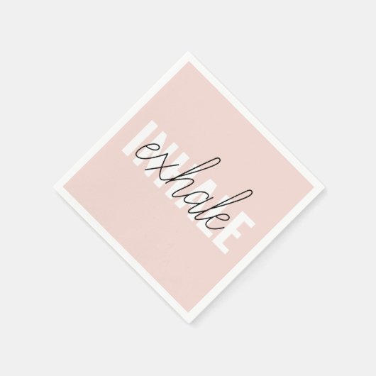 Serviette En Papier Citation moderne Pastel Pink Inhale Exhale (Coin)