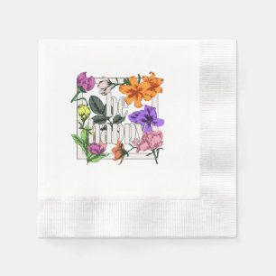 Serviette En Papier Citation positive Be Happy and garden flowers