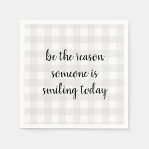 Serviette En Papier Citation souriante En vichy Motif Wreath