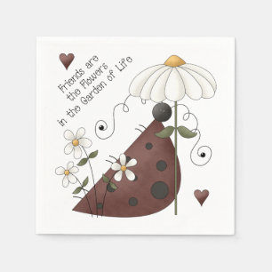 Serviette En Papier Citation Whimsical Cute Ladybug et Daisy Friendshi