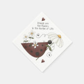 Serviette En Papier Citation Whimsical Cute Ladybug et Daisy Friendshi (Coin)