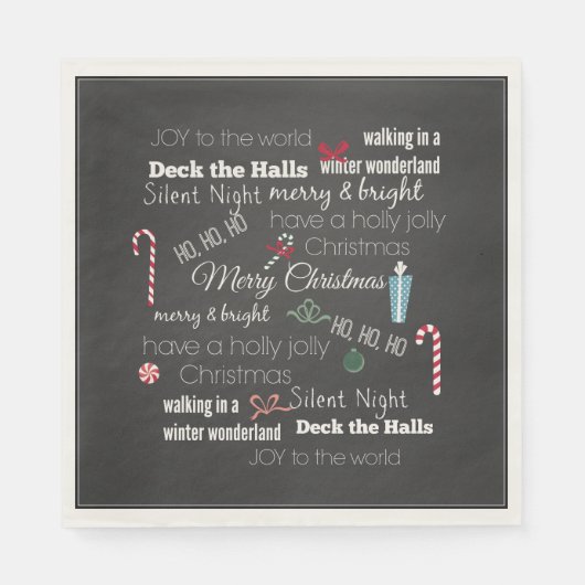 Serviette En Papier Citations et discours de Noël Typographie (Devant)