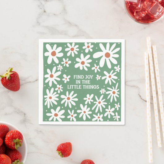 Serviette En Papier Citations Florales Boho  (En situation)