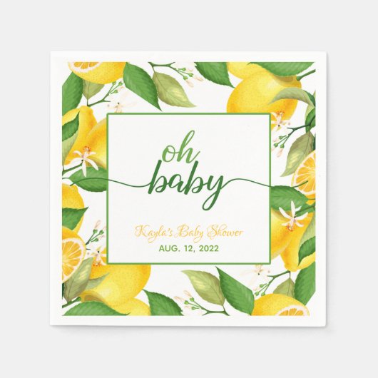 Serviette En Papier Citron Baby shower Napkin - Oh Baby Custom (Devant)