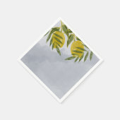 Serviette En Papier Citron Bleu Élégant Botanique (Coin)