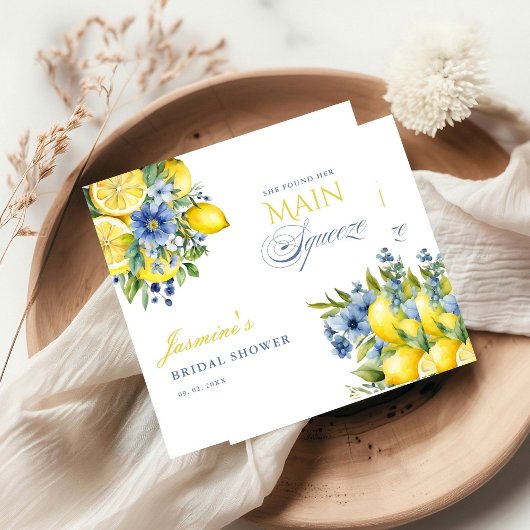 Serviette En Papier Citron bleu floral Fête des mariées