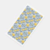 Serviette En Papier Citron Botanique Bleu et Jaune Été Imprimer (Coin)