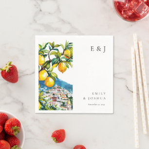 Serviette En Papier Citron Citrus Côte Amalfi Mariage italien