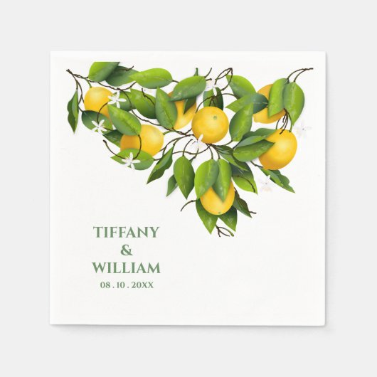 Serviette En Papier Citron Citrus Fruit Cocktail Party Napkins (Devant)