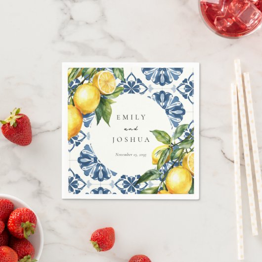 Serviette En Papier Citron Citrus Positano Mariage italien (En situation)
