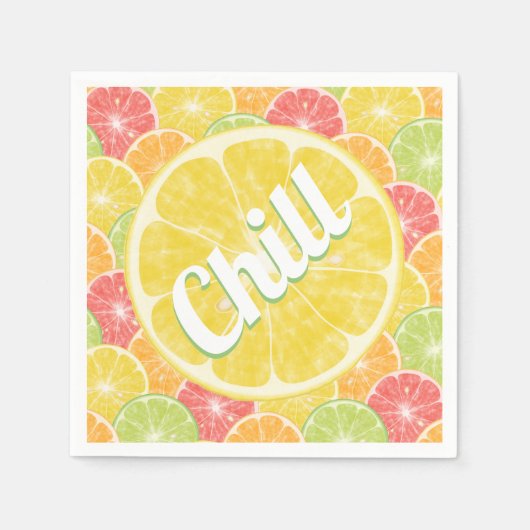 Serviette En Papier Citron Citrus Slices Fête de refroidissement (Devant)