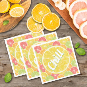 Serviette En Papier Citron Citrus Slices Fête de refroidissement