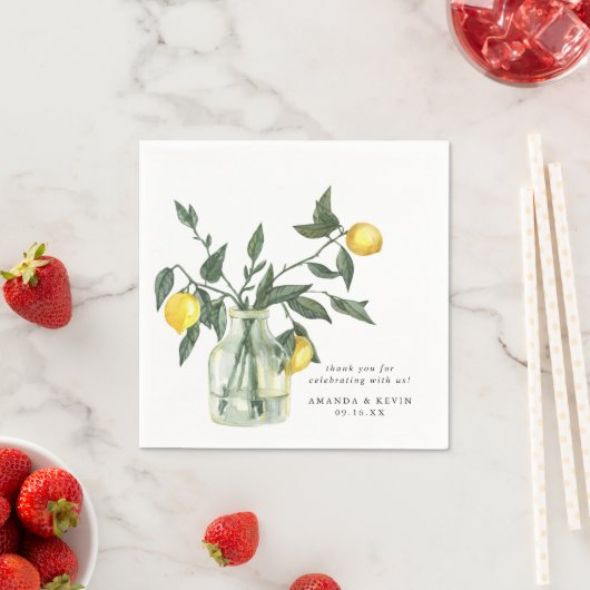 Serviette En Papier Citron D'Été En Jar Papier Mariage (En situation)