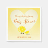 Serviette En Papier Citron et citron en tranche Baby shower Coeur Jaun (Devant)