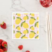 Serviette En Papier Citron et Gingham Rose (En situation)