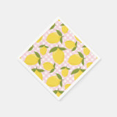 Serviette En Papier Citron et Gingham Rose (Coin)
