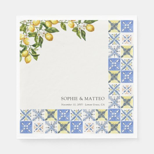 Serviette En Papier Citron Grove Rustique Italien Mariage à thème (Devant)