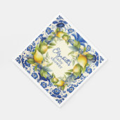 Serviette En Papier Citron jaune Carrelage bleu Baby shower citron (Coin)
