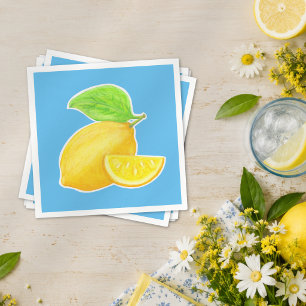 Serviette En Papier Citron jaune et bleu charmant