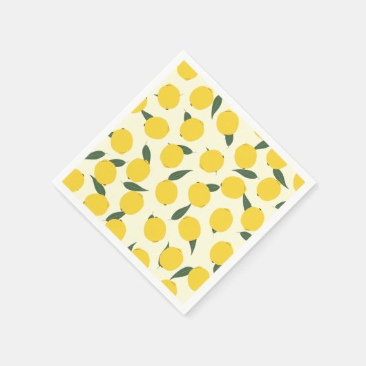 Serviette En Papier Citron jaune et Feuilles verts (Coin)