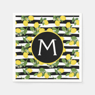 Serviette En Papier Citron jaune Grandes noires