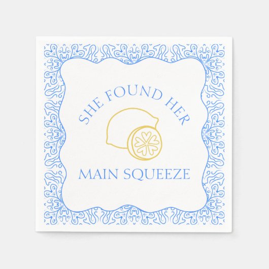 Serviette En Papier Citron 'Main Squeeze' Fun Fun Bachelorette Party (Devant)