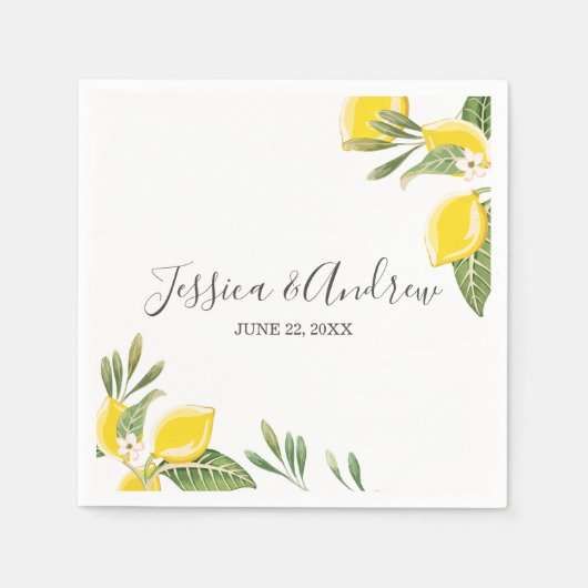 Serviette En Papier Citron Mariage Napkin Botanique Citrus personnalis (Devant)