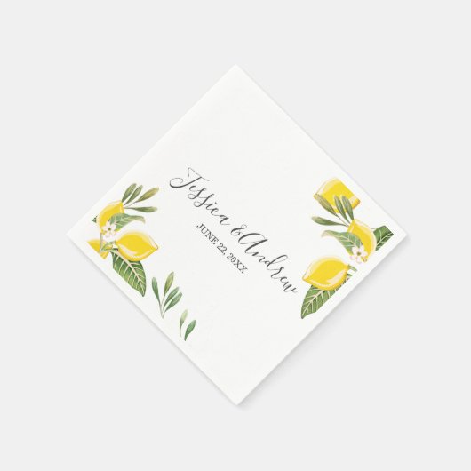 Serviette En Papier Citron Mariage Napkin Botanique Citrus personnalis (Coin)