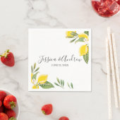 Serviette En Papier Citron Mariage Napkin Botanique Citrus personnalis (En situation)