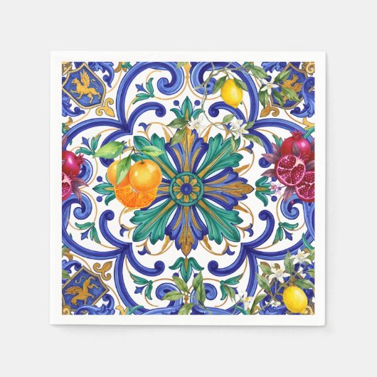 Serviette En Papier citron Méditerranée Mosaïque (Devant)