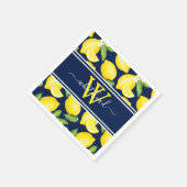 Serviette En Papier Citron Monogramme Citrus Motif Marine Bleu (Coin)