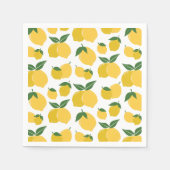 Serviette En Papier Citron Motif Fruit Rétro Jaune Sur Blanc (Devant)