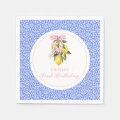 Serviette En Papier Citron Pink Bow preppy 1er anniversaire (Devant)