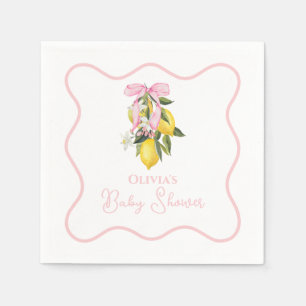 Serviette En Papier Citron Pink Bow preppy Baby shower Coquette