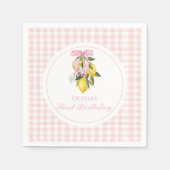 Serviette En Papier Citron Pink Bow preppy Coquette 1er anniversaire (Devant)