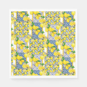 Serviette En Papier Citron portugais Azulejo Méditerranée Santorin